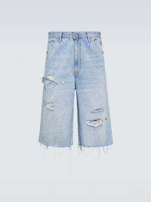 Kratke traper hlače s izlizanim efektom Erl plava