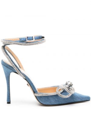 Полуотворени обувки с панделка Mach & Mach синьо