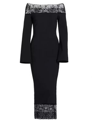 Трикотажное платье миди Gabir с кружевной отделкой Chiara Boni La Petite Robe черный