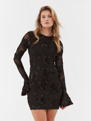 Мрежеста мини рокля Rotate черно