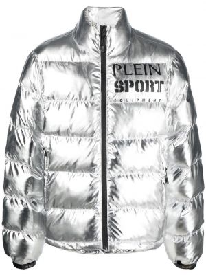 Péřová bunda Plein Sport stříbrná