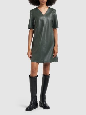 Sukienka mini skórzana ze skóry ekologicznej Max Mara zielona