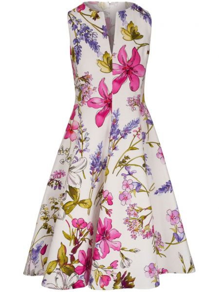 Bombažna obleka s cvetličnim vzorcem s potiskom Sara Roka bela