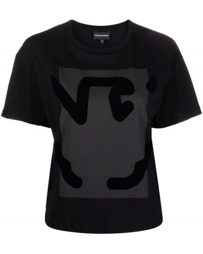 Camiseta con estampado con estampado abstracto Emporio Armani negro