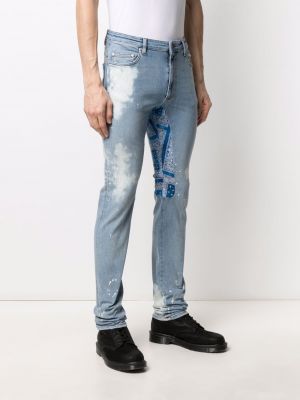 Straight fit džíny s oděrkami Alchemist modré