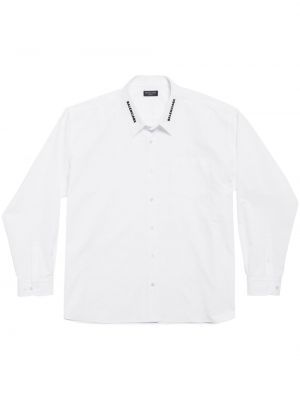 Kokvilnas krekls ar izšuvumiem Balenciaga balts