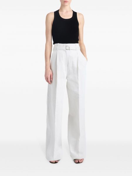 Bavlněné lněné kalhoty Proenza Schouler bílé