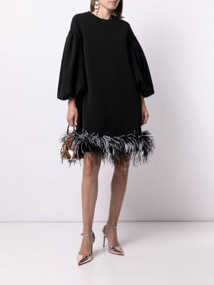 Vestido de cóctel con plumas de plumas Huishan Zhang negro