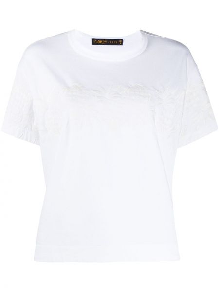 Floral brodert t-skjorte Sacai hvit