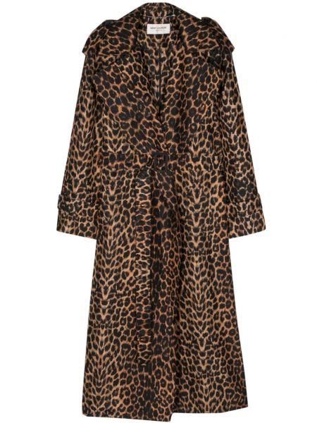 Svileni trench kaput s printom s leopard uzorkom Saint Laurent
