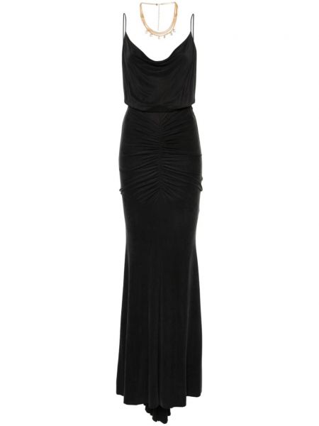 Czarna sukienka wieczorowa drapowana Elisabetta Franchi
