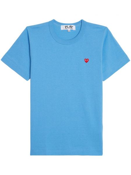 Памучна тениска със сърца Comme Des Garçons Play синьо