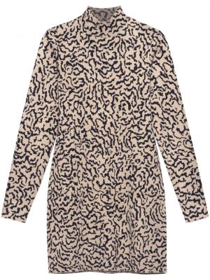 Žakárové šaty s potlačou s leopardím vzorom Frame