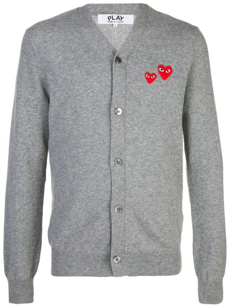 Cardigan med hjärtmönster Comme Des Garçons Play grå