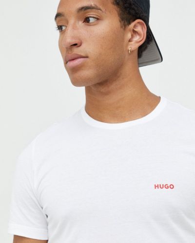 Bavlněné tričko s potiskem Hugo bílé