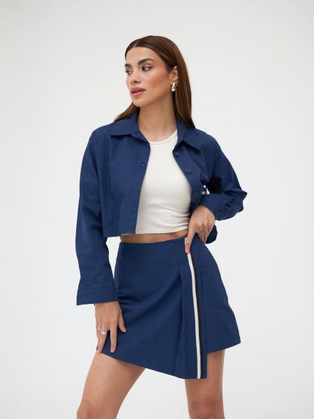 Pruhovaná bavlnená sukňa Laluvia modrá
