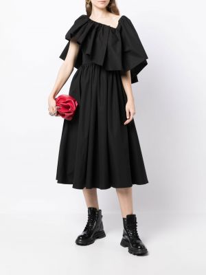 Sukienka midi z falbankami Alexander Mcqueen czarna
