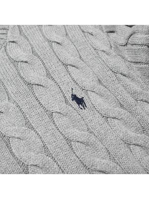 Трикотажный хлопковый свитер с круглым вырезом Polo Ralph Lauren серый