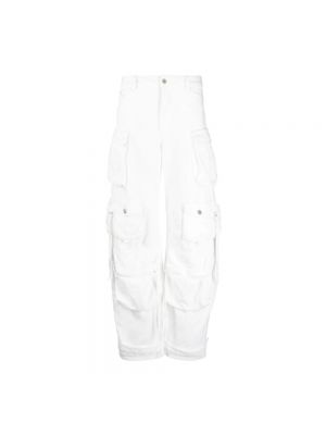 Spodnie cargo bawełniane The Attico białe