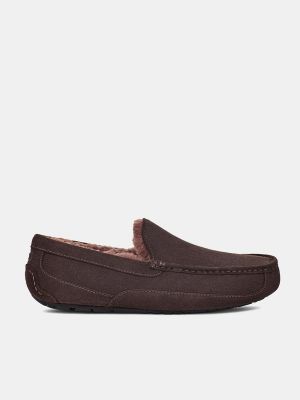 Zapatillas de cuero de lana Ugg marrón