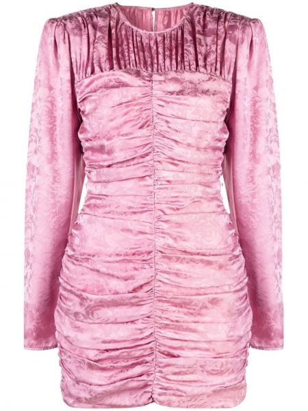 Жакардова копринена мини рокля на цветя The Garment розово