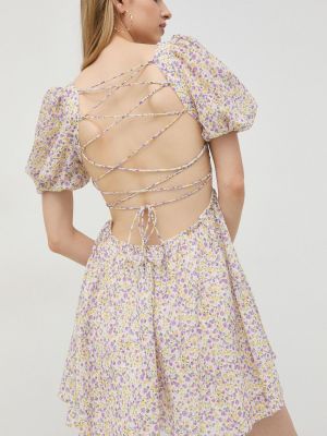 Bavlněné mini šaty Bardot fialové
