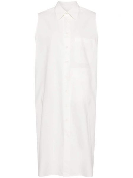 Bavlněné midi šaty Mm6 Maison Margiela bílé