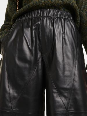 Pantaloni culottes cu talie înaltă din piele Loewe negru