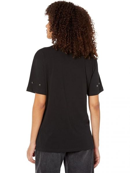 Черная леопардовая хлопковая футболка из джерси Chaser