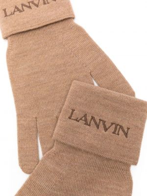 Vlněné rukavice s výšivkou Lanvin béžové