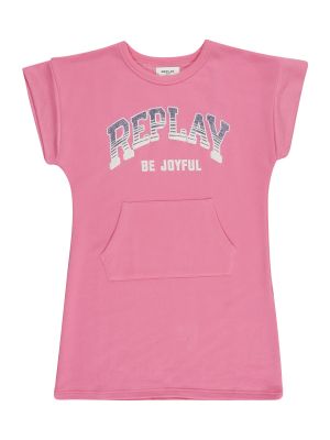 REPLAY & SONS Šaty  ružová / biela / sivá