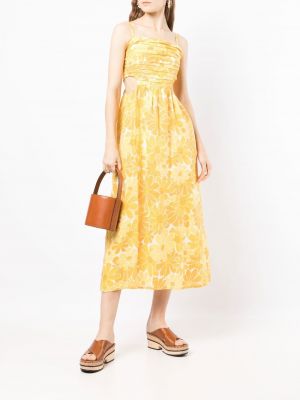 Květinové midi šaty s potiskem Faithfull The Brand žluté