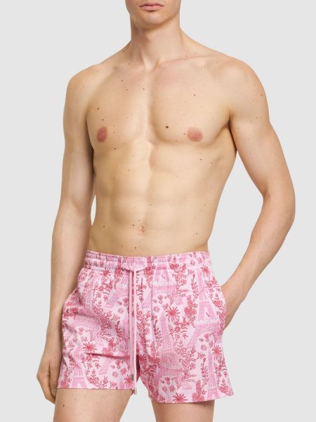 Pantaloncini di nylon con stampa Vilebrequin rosa