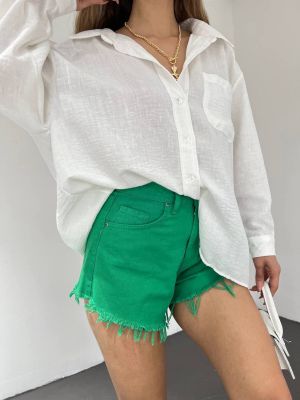 Oversized lanena srajca z žepi Bi̇keli̇fe bela