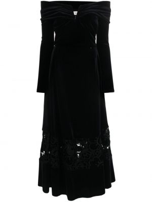 Krajkové sametové koktejlové šaty Nissa černé