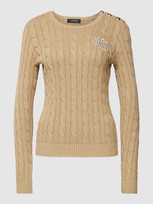 Dzianinowy sweter bawełniany Lauren Ralph Lauren beżowy
