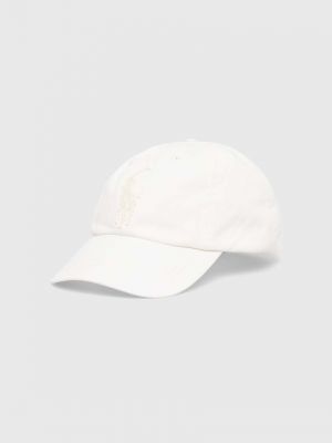 Белая хлопковая кепка с аппликацией Polo Ralph Lauren