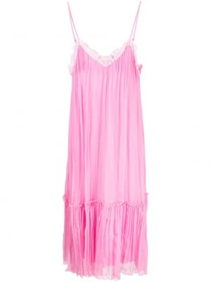 Копринена рокля с дантела Nissa розово