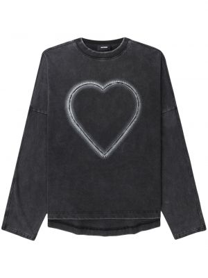 Raštuotas medvilninis megztinis su širdelėmis We11done juoda