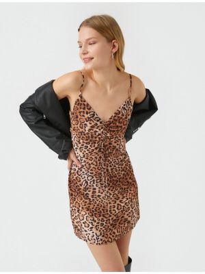 Rochie mini cu model leopard Koton maro