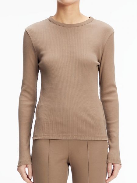 Хлопковая блузка Calvin Klein коричневая