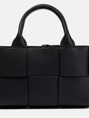 Kožená kožená nákupná taška Bottega Veneta čierna
