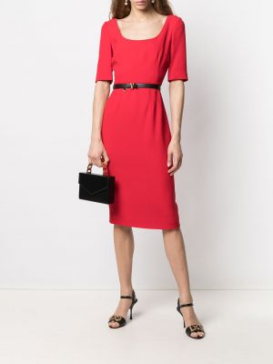 Vestido midi de cuello redondo Dolce & Gabbana rojo