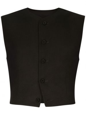 Pérová vesta na gombíky s výstrihom do v Dolce & Gabbana čierna