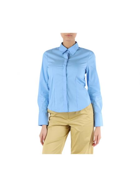 Camisa slim fit de algodón Pennyblack azul
