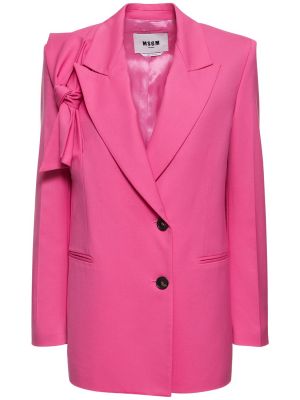 Vunena jakna s mašnom Msgm ružičasta