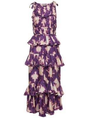 Hedvábné dlouhé šaty Ulla Johnson fialové