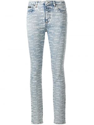 Jeans skinny con stampa Philipp Plein blu