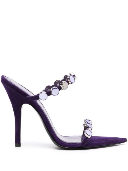 Zomšinės sandalai su dirželiais The Attico violetinė