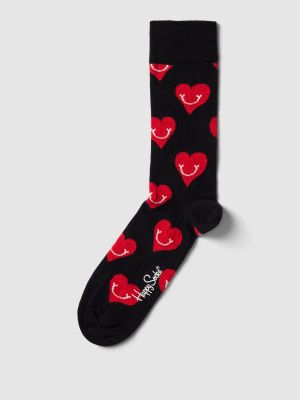 Skarpety z nadrukiem w serca Happy Socks czarne